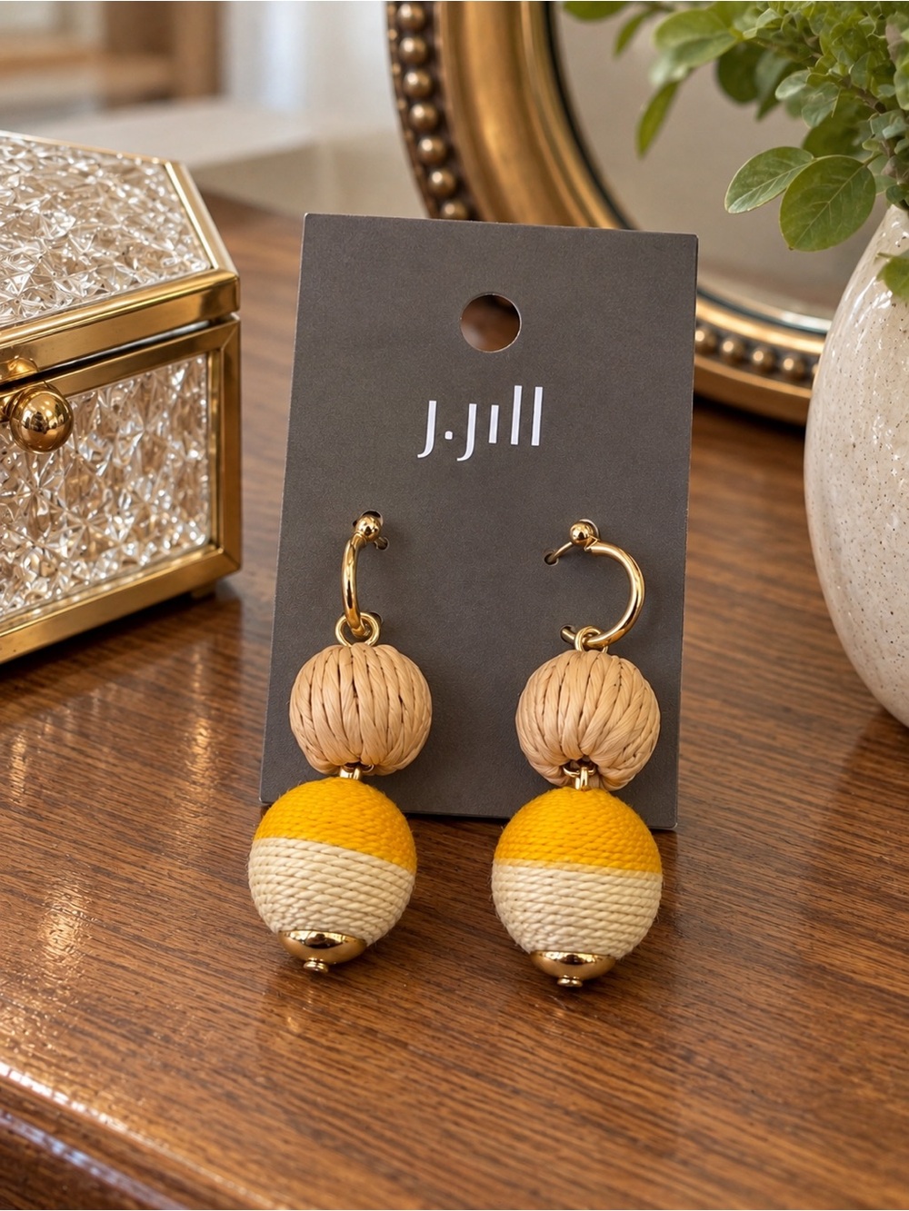 J.Jill Raffia & Wrapped Bead Drop Earrings. BN4po